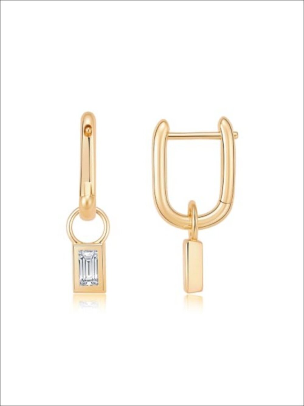 14K Gold Plated Huggie Hoop Earrings Cubic Zirconia Drop Dangle